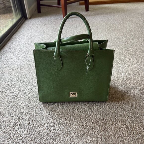Dooney & Bourke Pebble Leather Satchel Tote in Sage Green โ Classic Preppy - Picture 1 of 14